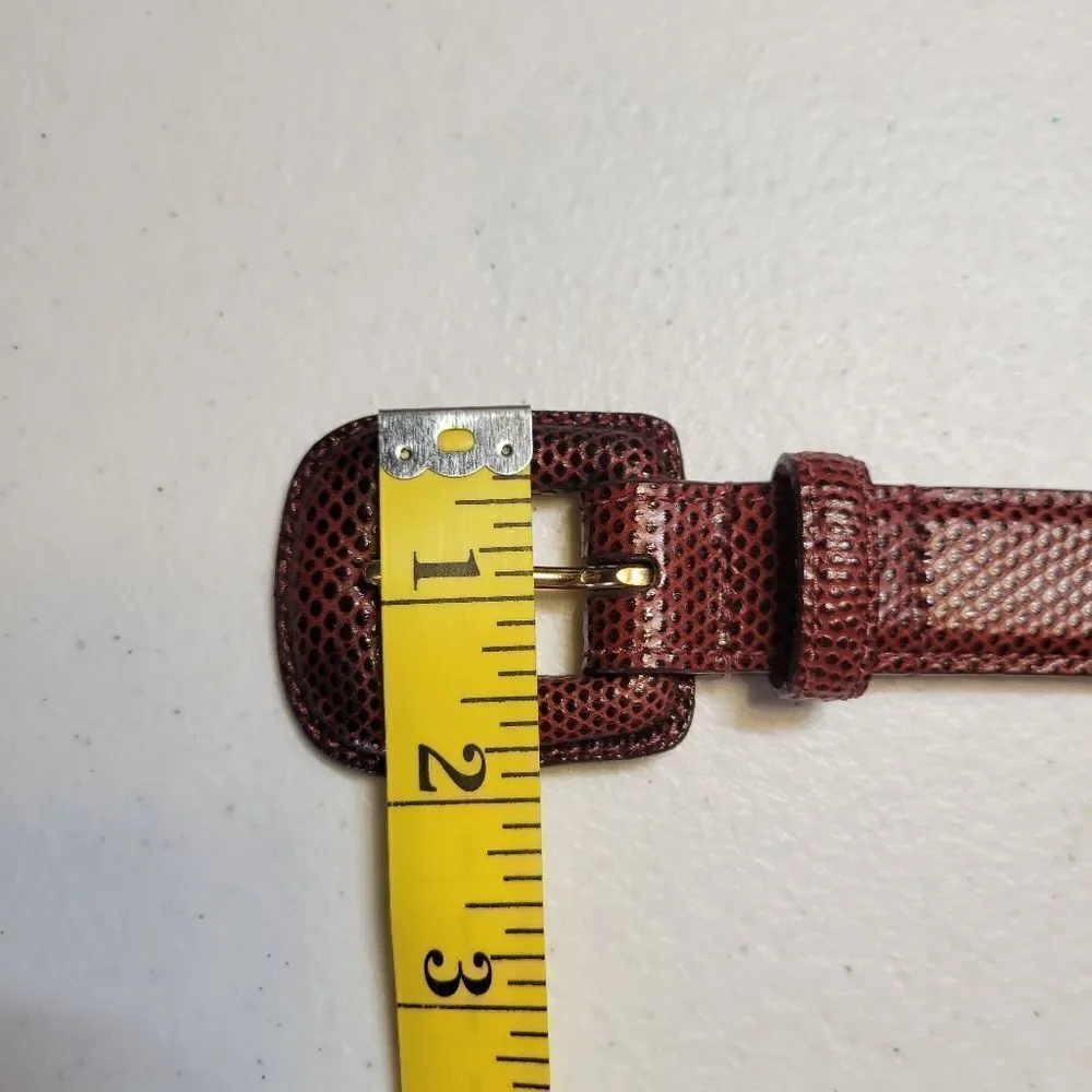 WCM New York Genuine Reptile Lizard Red Textured Leather Belt Women's Small